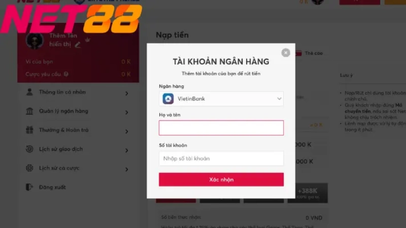 Nạp tiền Net88: Chi tiết cách nạp tiền nhanh và an toàn Các hình thức nạp tiền Net88